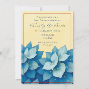 Convite de Chá de Bebê da Hydrangea Costeira