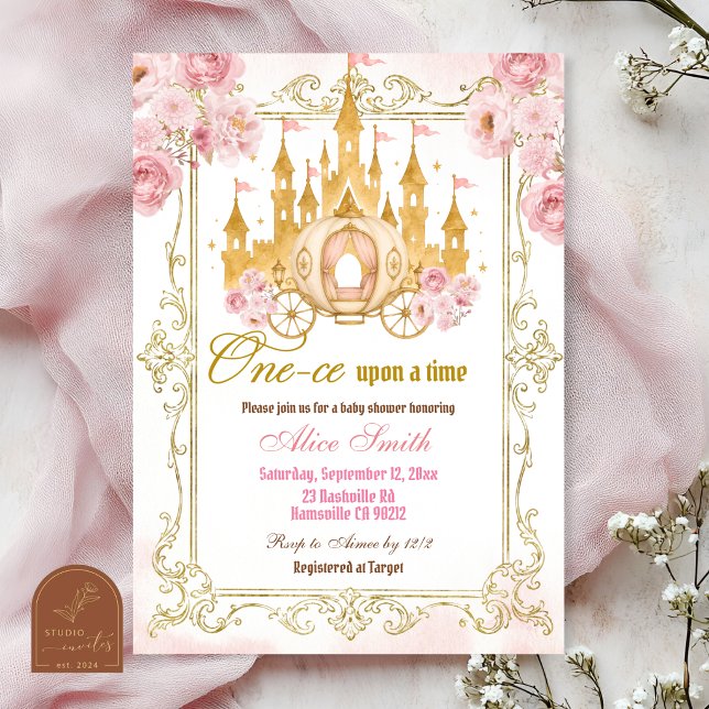 Convite de Chá de Bebê da Princesa Rosa (Criador carregado)