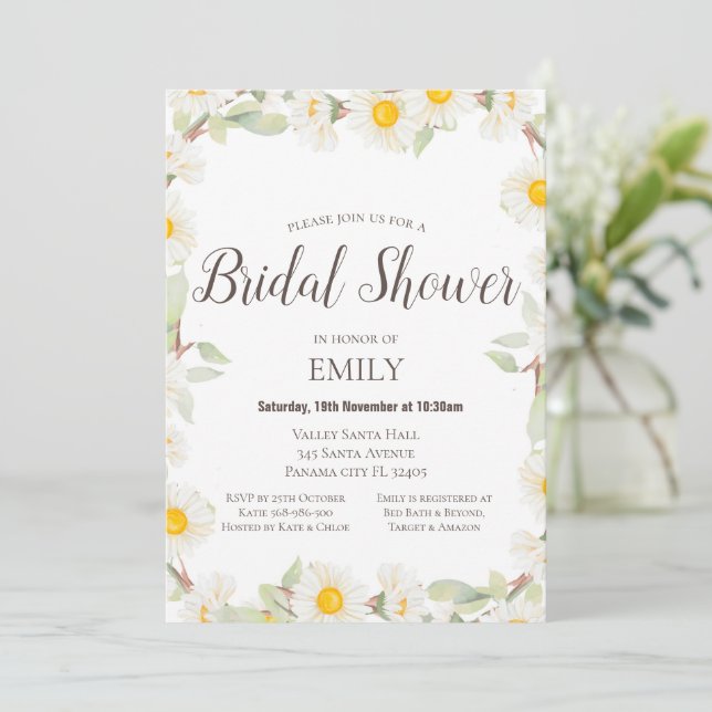 Convite de Chá de Bebê Dália, Convite de Festa (Em pé/Frente)