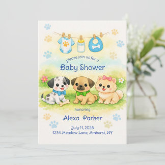 Convite de Chá de Bebê de Cachorrinhos