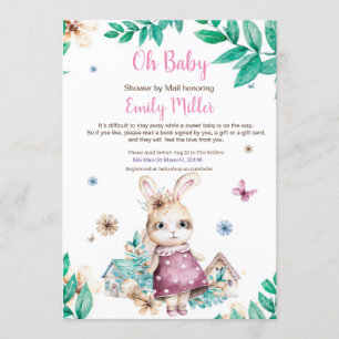 Convite de chá de bebê de coelhinha por correio