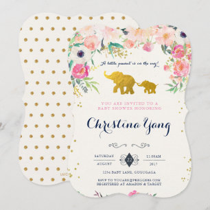 Convite de Chá de Bebê de Elefante