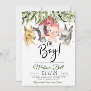 Convite de Chá de Bebê de Fazenda Menino Boho