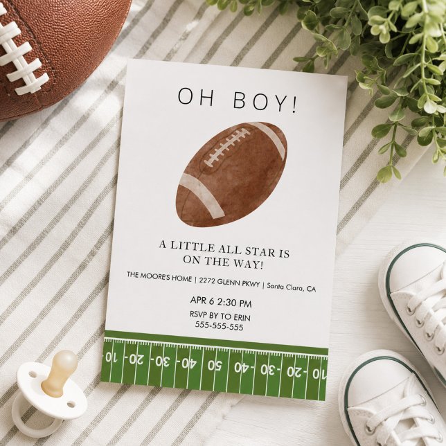 Convite de chá de bebê de futebol Oh Boy (Criador carregado)