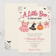 Convite de Chá de Bebê de Halloween A Little Boo