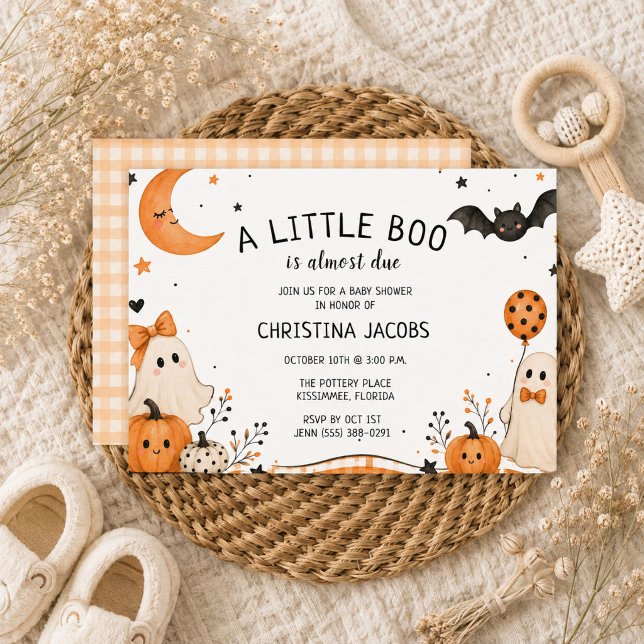 Convite de Chá de Bebê de Halloween de Fantasma Fo (Cute Ghost Halloween Fall Baby Shower Invite)