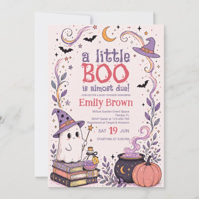 Convite de Chá de Bebê de Halloween Little Boo (Frente)
