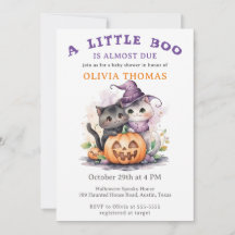 Convite de Chá de Bebê de Halloween Little Boo Cat