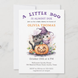 Convite de Chá de Bebê de Halloween Little Boo Cat