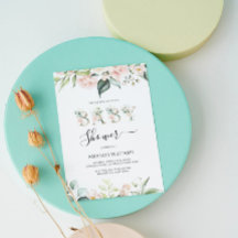 Convite de Chá de Bebê de Rosas Rosa Pálido com Le