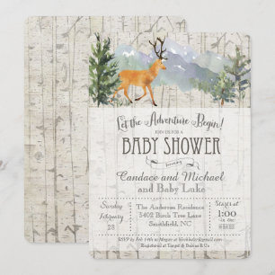 Convite de Chá de Bebê Deer Birch - A Aventura Com