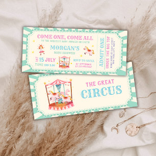 Convite de chá de bebê divertido com tema de circo