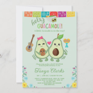 Convite de chá de bebê do abacate holy guacamole.