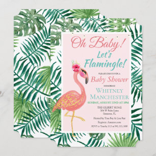 Convite de Chá de Bebê do Flamingo Tropical
