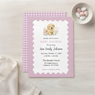 Convite de Chá de Bebê do Golden Retriever Menina