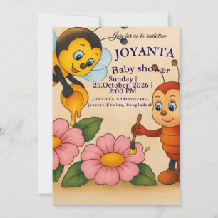 Convite de Chá de Bebê do Mel Cute Honey Bee, Swee