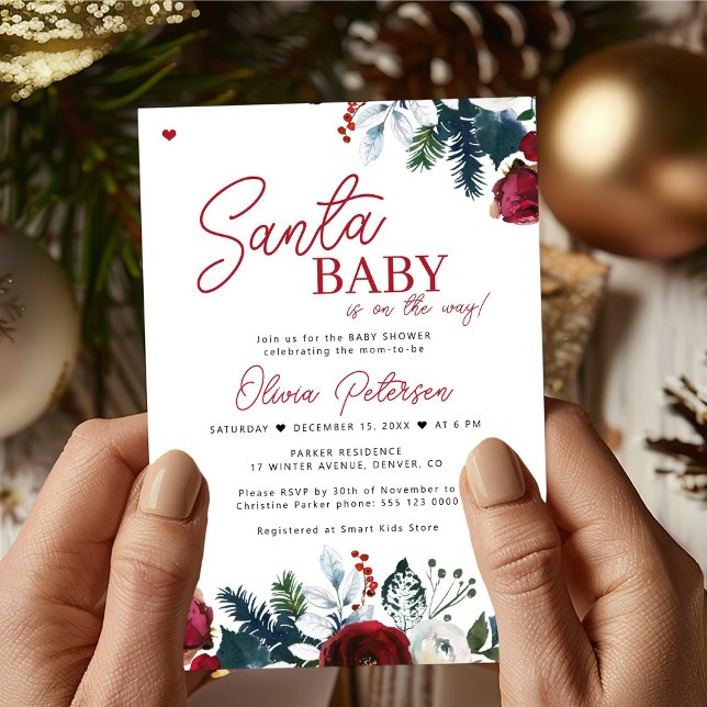 Convite de chá de bebê do Papai Noel vermelho de N (Criador carregado)