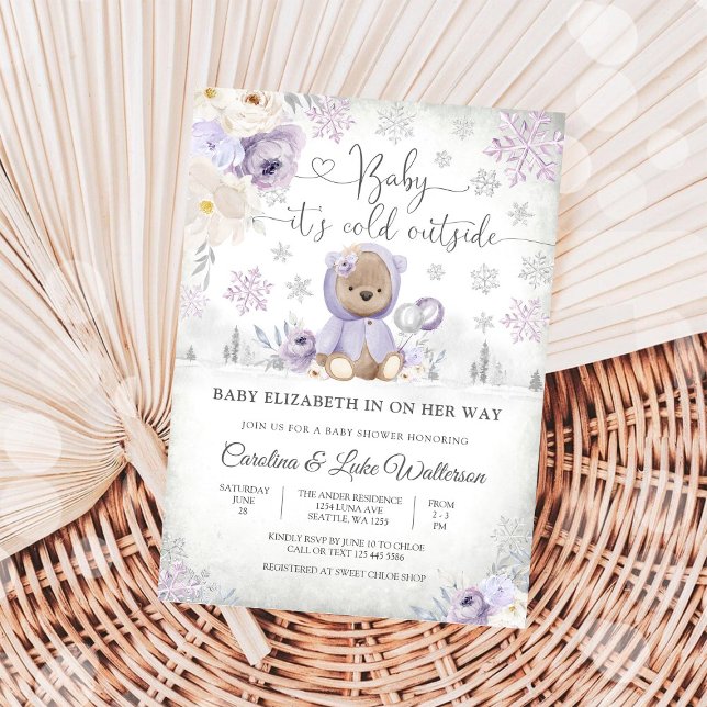 Convite de Chá de Bebê do Ursinho de Inverno (Criador carregado)