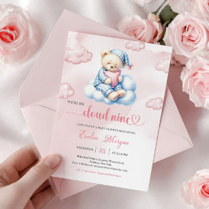Convite de Chá de Bebê do Urso Teddy Adorável Tema