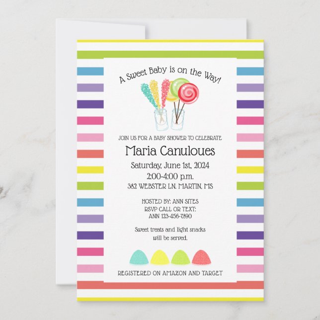 Convite de Chá de Bebê Doce Doce Bebê (Frente)