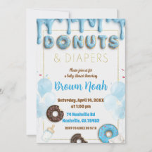 Convite de Chá de Bebê Donuts & Fraldas | Donuts A