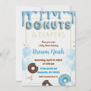Convite de Chá de Bebê Donuts & Fraldas Donuts A