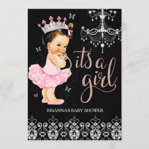 Convite de Chá de Bebê É uma Menina Tiara Princesa