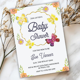 Convite de chá de bebê elegante com desenho floral