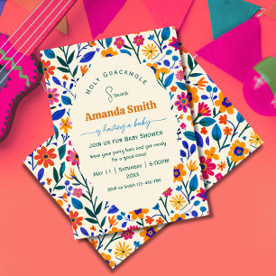 Convite de chá de bebê Elegante Folk Mexicano Flor