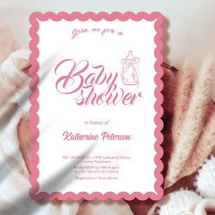 Convite de Chá de Bebê Elegante Mínimo com Recorte