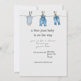 Convite de Chá de Bebê em Blue Jean
