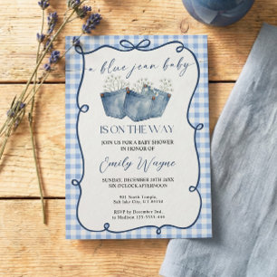 Convite de Chá de Bebê em Denim Blue Jean