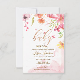 Convite de Chá de Bebê em Moldura de Flor Silvestr