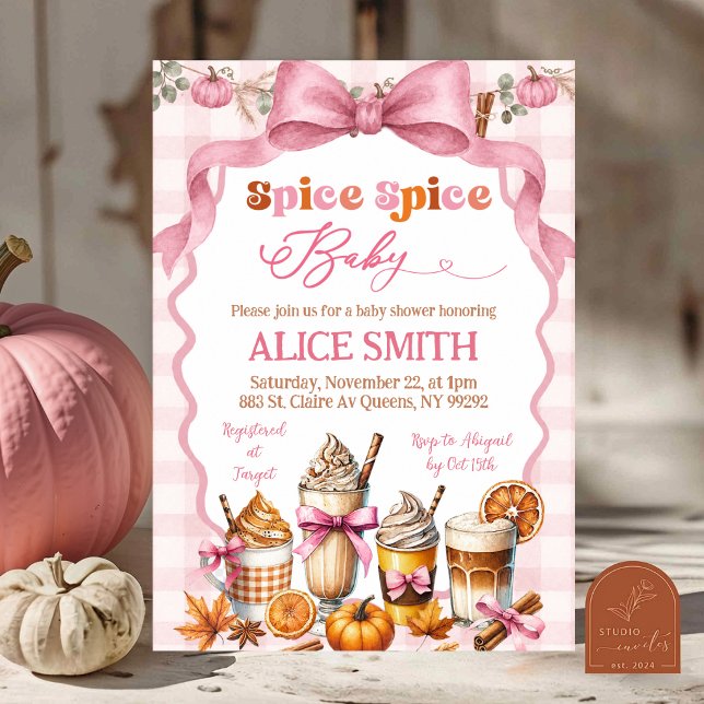 convite de chá de bebê Fall Pink Spice Spice (Criador carregado)
