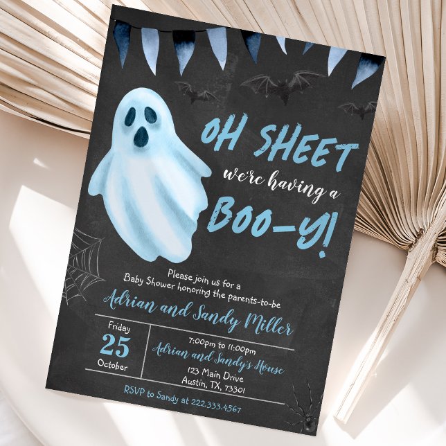 Convite de Chá de Bebê Fantasma Azul no Halloween (Criador carregado)