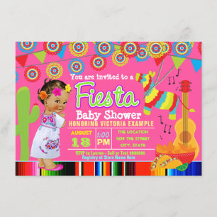 Convite de Chá de Bebê Fiesta com Bebê Menina
