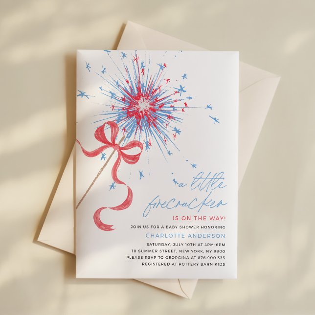 Convite de Chá de Bebê Firecracker 4 de Julho (Criador carregado)