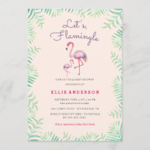 Convite de Chá de Bebê Flamingo Rosa