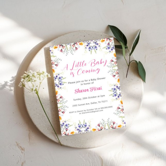 Convite de Chá de Bebê Flor Silvestre (Criador carregado)
