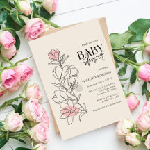 Convite de Chá de Bebê Flor Silvestre