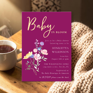 Convite de Chá de Bebê Flor Silvestre Baby in Bloo