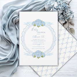 Convite de Chá de Bebê Floral Azul Elegante da Hor