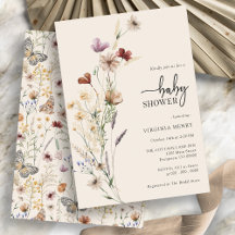 Convite de Chá de Bebê Floral Boho de Flores Silve