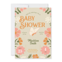 Convite de Chá de Bebê Floral Borboleta