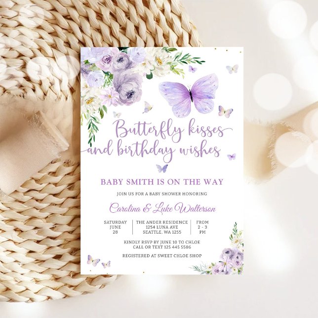 Convite de Chá de Bebê Floral Borboleta (Criador carregado)