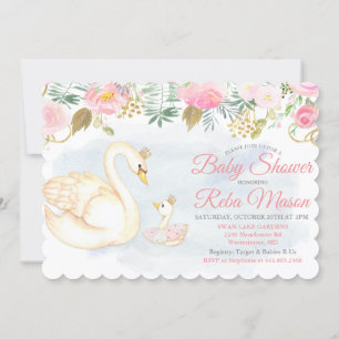 Convite de Chá de Bebê Floral Cisne