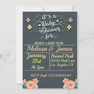 Convite de chá de bebê floral clássico
