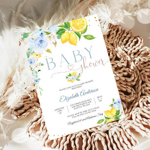 Convite de Chá de Bebê Floral de Limão
