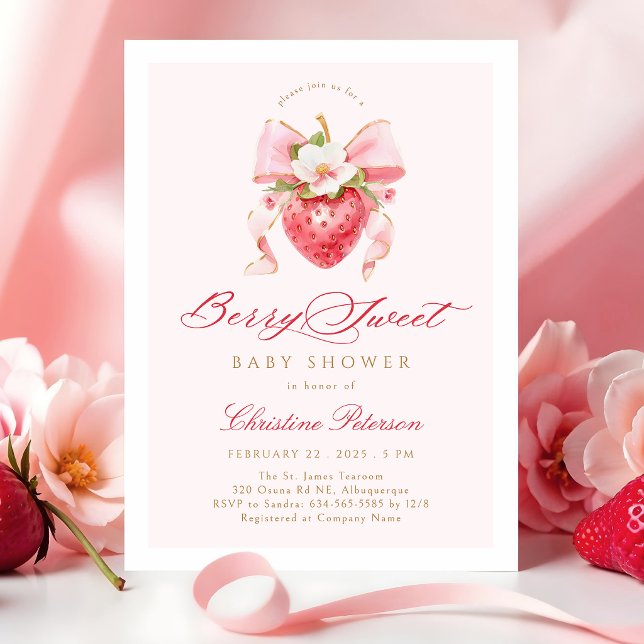Convite de Chá de Bebê Floral Doce Coquette Berry (Criador carregado)