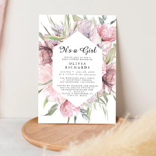 Convite de Chá de Bebê Floral É Uma Menina